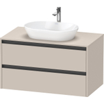 Duravit ketho 2 meuble sous lavabo avec plaque console et 2 tiroirs 100x55x56.8cm avec poignées anthracite taupe mat SW772824