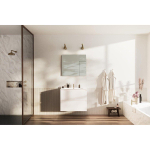 Go by Van Marcke ensemble meuble de salle de bains - 80x65x45.5cm - 2 tiroirs - sans poignées - 1 lavabo blanc mat - 1 trou de robinet - avec miroir - MDF standard white SW911662