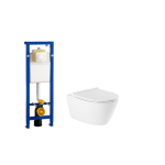 QeramiQ Salina Pack WC - sans bride - à fond creux - abattant à fermeture douce - abattant à déclipsage rapide - plaque de déclenchement argos blanc brillant - blanc SW98660