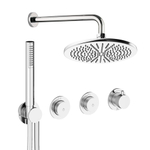 Crosswater Module Ensemble de douche de tête encastré - 3 leviers - pomme de douche 30 cm - douchette à main - bras de douche mural - chrome SW1472447