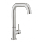 Crosswater Tube mitigeur de cuisine monocommande avec bec plat orientable inox brossé SW104475
