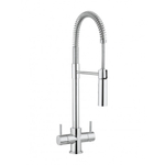 Crosswater Cook Keukenkraan dubbele bediening - met flexibele veer uitloop - met handdouche - met bediening - hoogglans chroom SW104487
