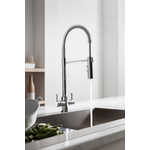 Crosswater Cook Keukenkraan dubbele bediening - met flexibele veer uitloop - met handdouche - met bediening - hoogglans chroom SW104487