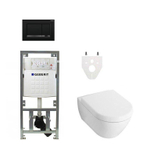 Villeroy Boch Subway 2.0 DirectFlush Toiletset - softclose - geberit reservoir - bedieningsplaat zwart sigma30 - wit SW106378