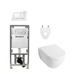 Villeroy et Boch Subway 2.0 Set de toilette softclose et sans bride avec réservoir Geberit et plaque de commande blanc​ SW106379