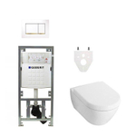 Villeroy Boch Subway 2.0 DirectFlush Toiletset - softclose - geberit reservoir - bedieningsplaat wit goud sigma30 - wit SW106381