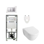 Villeroy & Boch Subway 2.0 DirectFlush Pack WC frein de chute avec réservoir Geberit et plaque de commande Sigma30 chrome/blanc Blanc SW106383