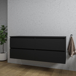 Adema Chaci Badkameronderkast - 140cm - 4 lades - greeploos - mat zwart SW1171427