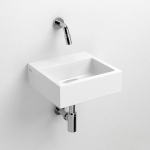 Clou Flush 1 ensemble lave-mains 28x27x9cm sans trou de robinet avec bouchon Céramique Blanc incluant robinet et siphon chrome SW732256