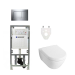 Villeroy Boch Subway 2.0 DirectFlush Toiletset - softclose - geberit reservoir - bedieningsplaat chroom sigma30 - wit SW108327