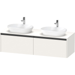 Duravit ketho meuble sous 2 lavabos avec plaque console et 2 tiroirs pour double lavabo 160x55x45.9cm avec poignées blanc anthracite super mat SW772729