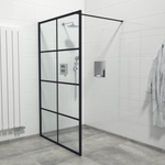 Marenza Bellini Inloopdouche - 140x200cm - helder glas - windows frame buitenzijde - anti kalk - mat zwart SW238199