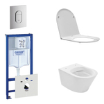 Praya Vesta Toiletset - spoelrandloos - inbouwreservoir - softclose - quickrelease - bedieningsplaat verticaal - chroom SW110958