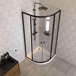 Sealskin Hooked kwartrond - 90x90cm - 550 mm radius - 6 mm helder veiligheidsglas - met Sealglas-coating - zwart mat SW1471991