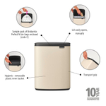 Brabantia Bo Poubelle - 12 litres - seau intérieur en plastique - beige doux SW1026539