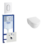 Villeroy & Boch Subway Compact Pack WC à fond creux avec réservoir encastrable, abattant et plaque de commande verticale blanc SW158386