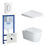 Duravit ME by Starck Pack WC avec réservoir encastrable, cuvette murale compact à fond creux avec abattant frein de chute et plaque de commande vertical blanc SW158527