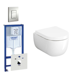Clou Hammock Compact Toiletset - inbouwreservoir - wandtoilet - softclose - quickrelease - bedieningsplaat verticaal/horizontaal - mat chroom SW159212