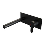 Brauer Black Edition Wastafelmengkraan inbouw - rechte uitloop links - hendel plat smal - afdekplaat - model D 1 - mat zwart SW385403