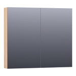 BRAUER Plain Spiegelkast - 80x70x15cm - 2 links/rechtsdraaiende spiegeldeuren - hout - Smoked oak SW392925
