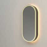 Saniclass Shine spiegelkast – ovaal – 45x100x14 cm – indirecte LED rondom – spiegelverwarming – Zwart SW1236526