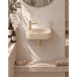 QeramiQ Fuente pack lave-mains – 40 x 21,5 x 12 cm – céramique beige – perçage à gauche – robinet doré brossé SW1232823