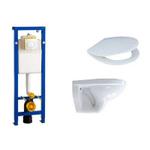 Adema Classico toiletset bestaande uit inbouwreservoir en toiletpot basic toiletzitting en bedieningsplaat wit SW204235