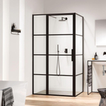 Sealskin Soho paroi latérale pour combinaison avec une porte pivotante et mortier jointuresante 90x210cm avec profil noir et verre clair SW207572