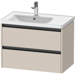 Duravit Ketho.2 Wastafelonderbouwkast - met 2 laden - voor waskom links - 78.4x45.5x54.9cm - met grepen antraciet - taupe mat SW772827