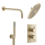 Crosswater MPRO Regendoucheset Inbouw - hoofddouche 20cm - 2 functies - 2 knoppen - wandarm 33cm - staafhanddouche 1 stand - messing geborsteld SW223265