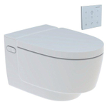 Geberit AquaClean Mera Comfort WC japonais avec aspirateur d'odeur, sècheur air chaude et Ladydouche avec abattant frein de chute et télécommande murale Blanc brillant SW809493
