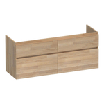 BRAUER Delight Meuble sous-lavabo - 140x46x60cm - 4 tiroirs softclose - sans poignée - 2 découpes pour siphon - chêne massif - chêne abouté gris SW523083