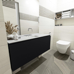 MONDIAZ OLAN Kit lave-mains - 120x30x40cm - 0 trous de robinet - 1 tiroir - urban mat - lavabo centré - Solid Surface Blanc SW473246