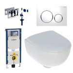 Geberit Renova compact Toiletset - UP720 ruimtewinnend reservoir - 8cm diepspoel - rimfree - softclose - witte bedieningsplaat - duofresh toiletstickhouder SW804663