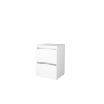 Basic-Line Start 46 ensemble de meubles de salle de bain 50x46cm sans poignée 2 tiroirs plan vasque mdf laqué blanc glacier SW638815