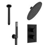 Crosswater MPRO Douche pluie 30cm - robinet de douche thermostatique - encastrable - bras plafond - douchette - noir mat SW223262