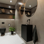 MONDIAZ TURE Kit lave-mains - 40x23x50cm - 0 trous de robinet - 1 porte - urban mat - Lavabo à droite - Solid Surface Noir SW475253