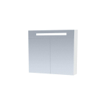Saniclass Double Face Spiegelkast - 80x70x15cm - verlichting - geintegreerd - 2 links- rechtsdraaiende spiegeldeur - MDF - hoogglans wit SW2956