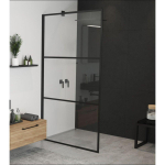 Riho Grid douchewand 100x200cm zwart profiel en helder glas SW242164