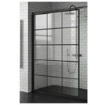 Douche à l'italienne Novellini Kuadra 140 ver.137-140 motif carré noir mat SW160080