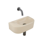 QeramiQ Fuente Fonteinset - 40x21.5x12cm - glad - halfrond - zonder kraangat - keramiek - fonteinkraan gunmetal - afvoerplug - verlaagd sifon - beige SW1233117