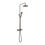 Hotbath Cobber ensemble de douche pluie thermostatique avec douche de tête ronde 20cm douchette ronde laiton vieilli SW440473