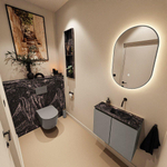 MONDIAZ TURE-DLUX Meuble toilette - 60cm - Smoke - EDEN - vasque Lava - position droite - sans trou de robinet SW1104049