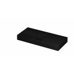 INK United lavabo - 100x45x11cm porcelaine gauche avec 1 trou de robinet incl. bonde clic-clac en porcelaine et système de trop-plein dissimulé - noir mat SW956117