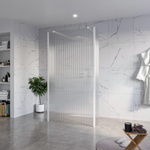 Fortifura Galeria Douche à l'italienne - 110x200cm - verre clair nervuré - anticalcaire - verre de sécurité 8mm - 2 parois latérales 30cm - avec bras muraux et profilés d'angle - Blanc mat SW993082
