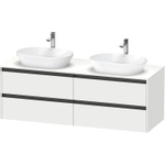 Duravit ketho meuble sous 2 lavabos avec plaque console et 4 tiroirs pour double lavabo 160x55x56.8cm avec poignées blanc anthracite mat SW772009