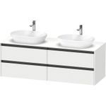 Duravit Ketho.2 Wastafelonderbouwkast - inclusief consoleplaat - met 4 laden - voor dubbele waskommen - 160x55x56.8cm - met handgrepen antraciet - wit mat SW772009