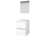 Basic-Line Ultimate 46 ensemble de meubles de salle de bain 50x46cm sans poignée 2 tiroirs plan vasque miroir éclairage mdf laqué blanc glacier SW638952