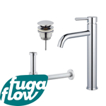 FugaFlow Eccelente Sobrado Kit mitigeur lavabo - robinet rehaussé - bonde clic clac - siphon design - Chrome brillant SW1124190