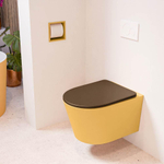 Mondiaz LAVIE hangtoilet – spoelrandloos – 36 x 53 cm – met softclose zitting – Ocher (geel), zitting Rust (bruin) SW1208703